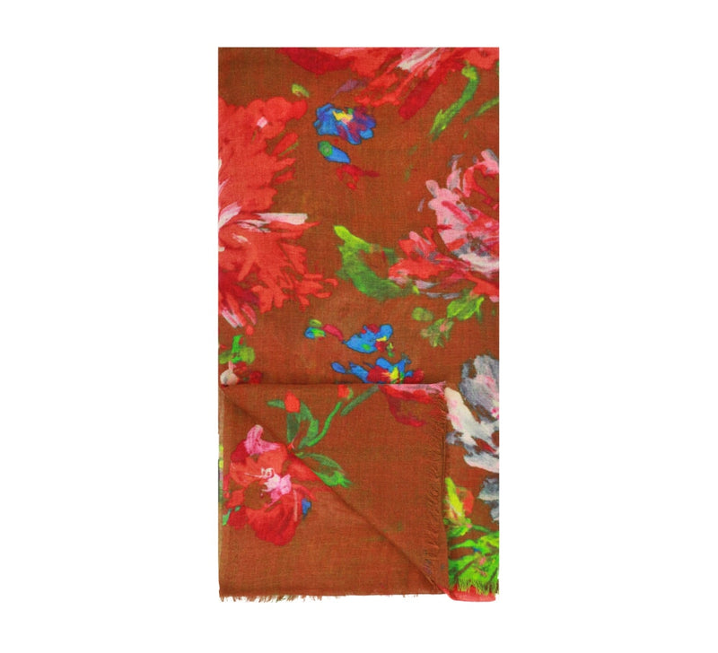 Floral Burst Stole Pashmina & Scarves Brown 