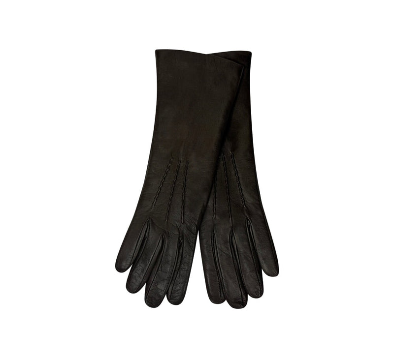 Ladies Mid Length Cashmere Lined Touchscreen Gloves Gloves Dark Brown 6.5 