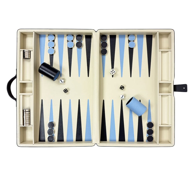 Large Backgammon Set Games Navy/Ivory & Light Blue/Navy 