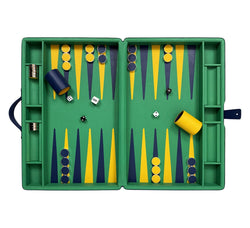 Large Backgammon Set Games Royal Blue/Emerald & Yellow/Royal Blue 