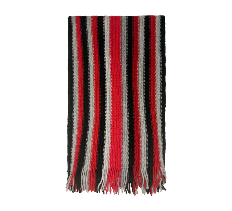 Multi Stripe Knitted Scarf Pashmina & Scarves Bright Red 