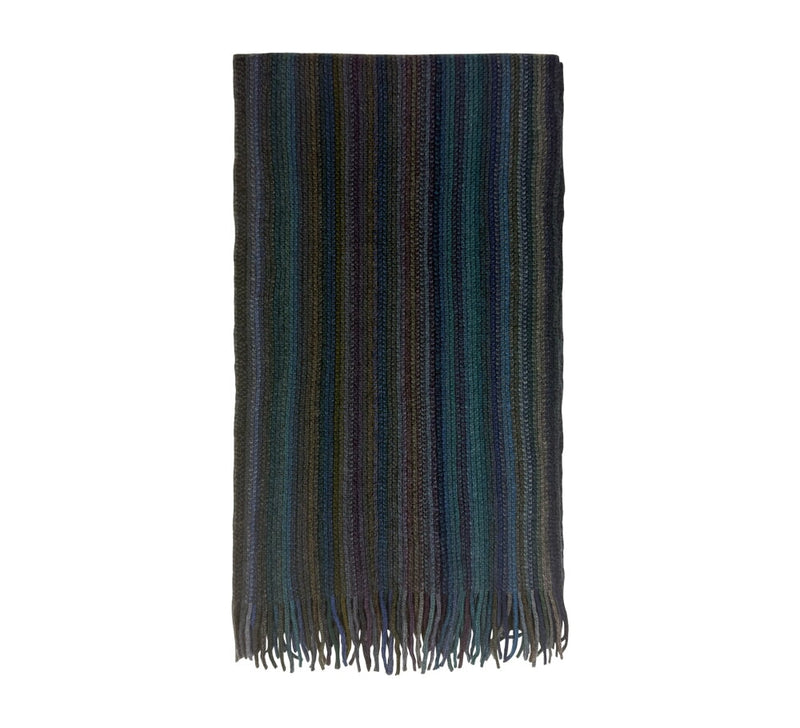 Multi Stripe Knitted Scarf Pashmina & Scarves Dark Teal 