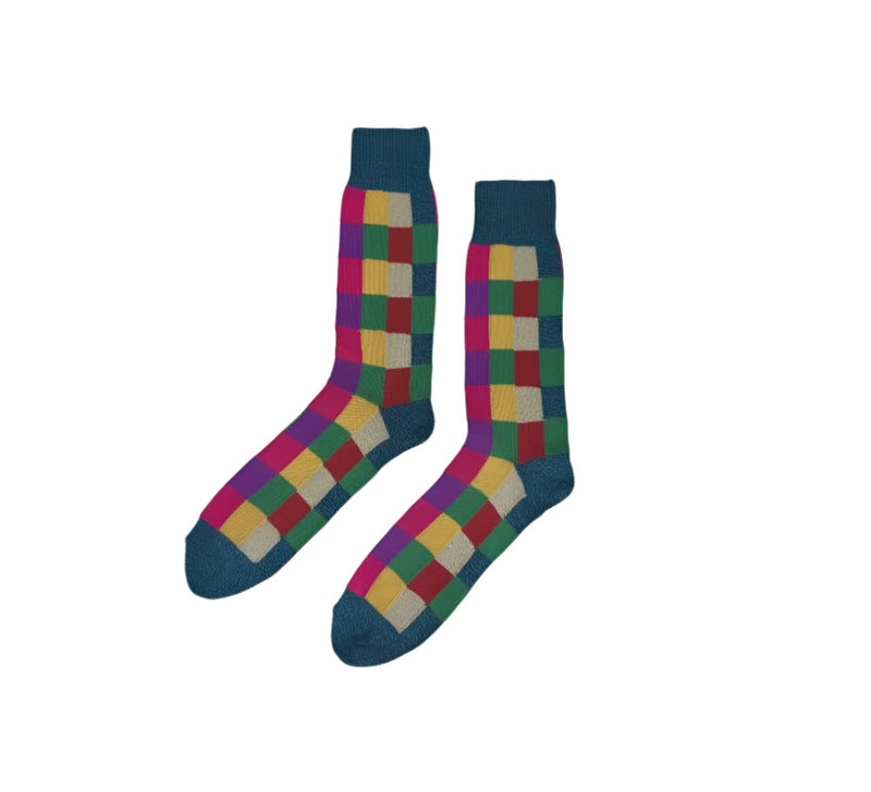 Multicoloured Square Socks Textiles Denim / Green 