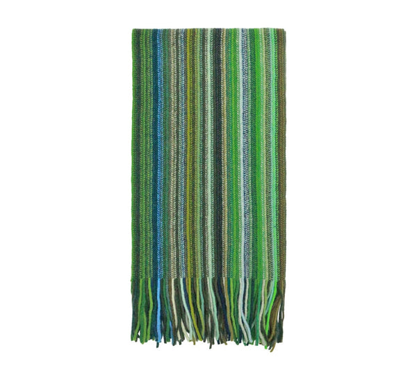 Multistripe Lambswool Scarf Pashmina & Scarves Forest Green 