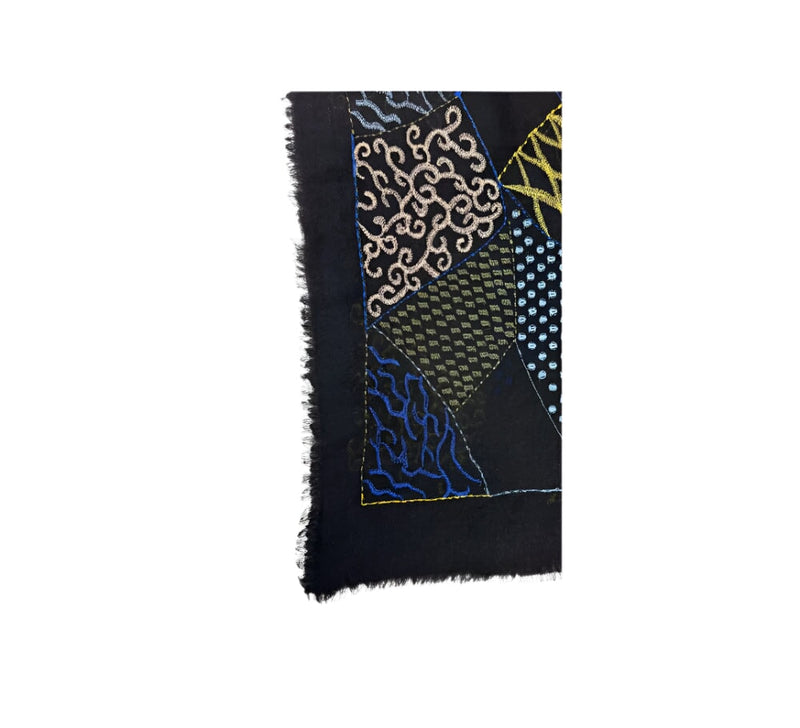 Patchwork Embroidery Stole Pashmina & Scarves Black 