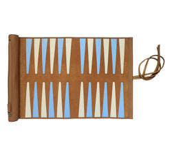 Roll Up Backgammon Games Tan / Light Blue / Ivory 