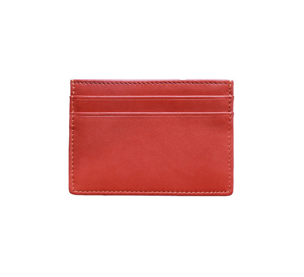 Flat Card Case Credit Card Case Orange Lambskin 