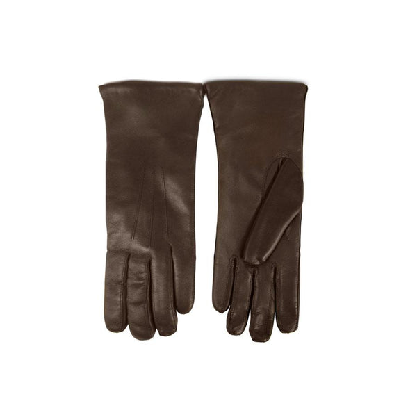 Forzieri Chocolate Brown Leather Women's Gloves w/Wool Lining S, 6 1/2