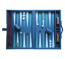 Large Backgammon Set Games Mid Blue / Teal / Sky Blue 