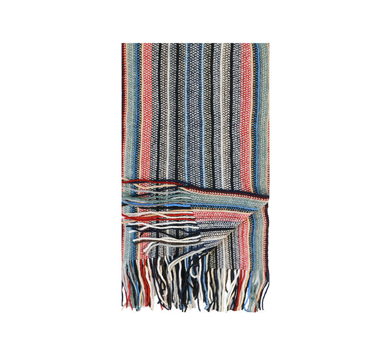 Multi Stripe Knitted Scarf Pashmina & Scarves Dark Blue 