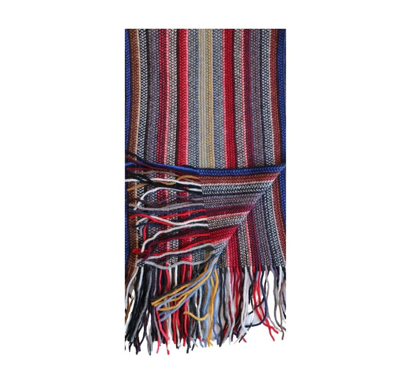 Multi Stripe Knitted Scarf Pashmina & Scarves Dark Red 