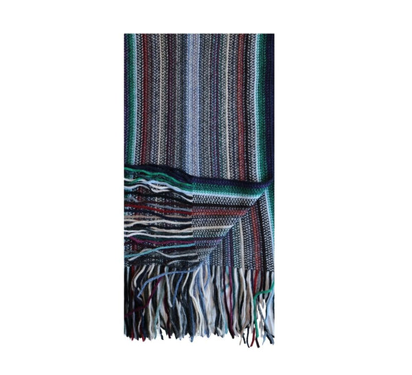 Multi Stripe Knitted Scarf Pashmina & Scarves Emerald 