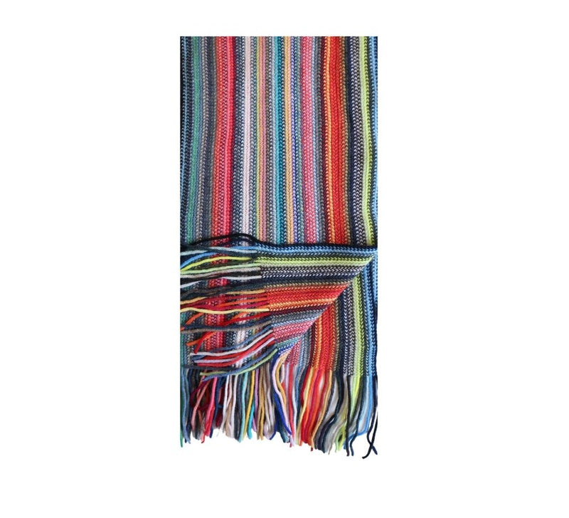 Multi Stripe Knitted Scarf Pashmina & Scarves Gold 