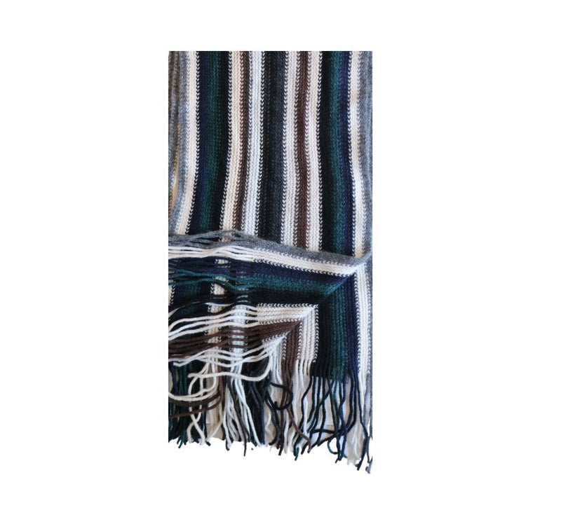 Multi Stripe Knitted Scarf Pashmina & Scarves Grey 