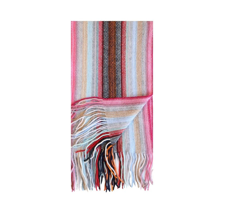 Multi Stripe Knitted Scarf Pashmina & Scarves Pink 