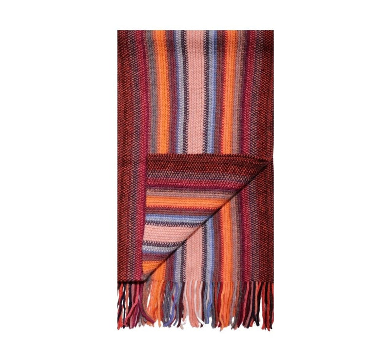 Multi Stripe Knitted Scarf Pashmina & Scarves Red 