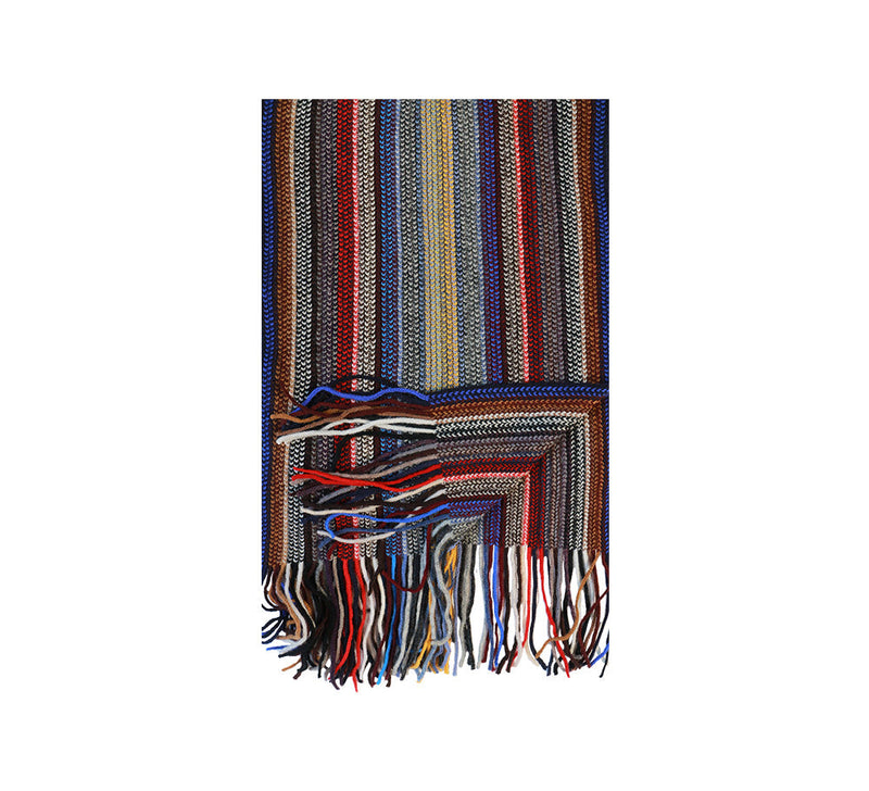 Multi Stripe Knitted Scarf Pashmina & Scarves Royal Blue 