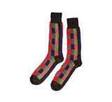 Multicoloured Square Socks Textiles Dark Brown / Peach