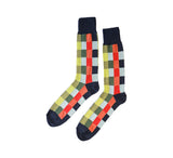 Multicoloured Square Socks Textiles Navy / Peach